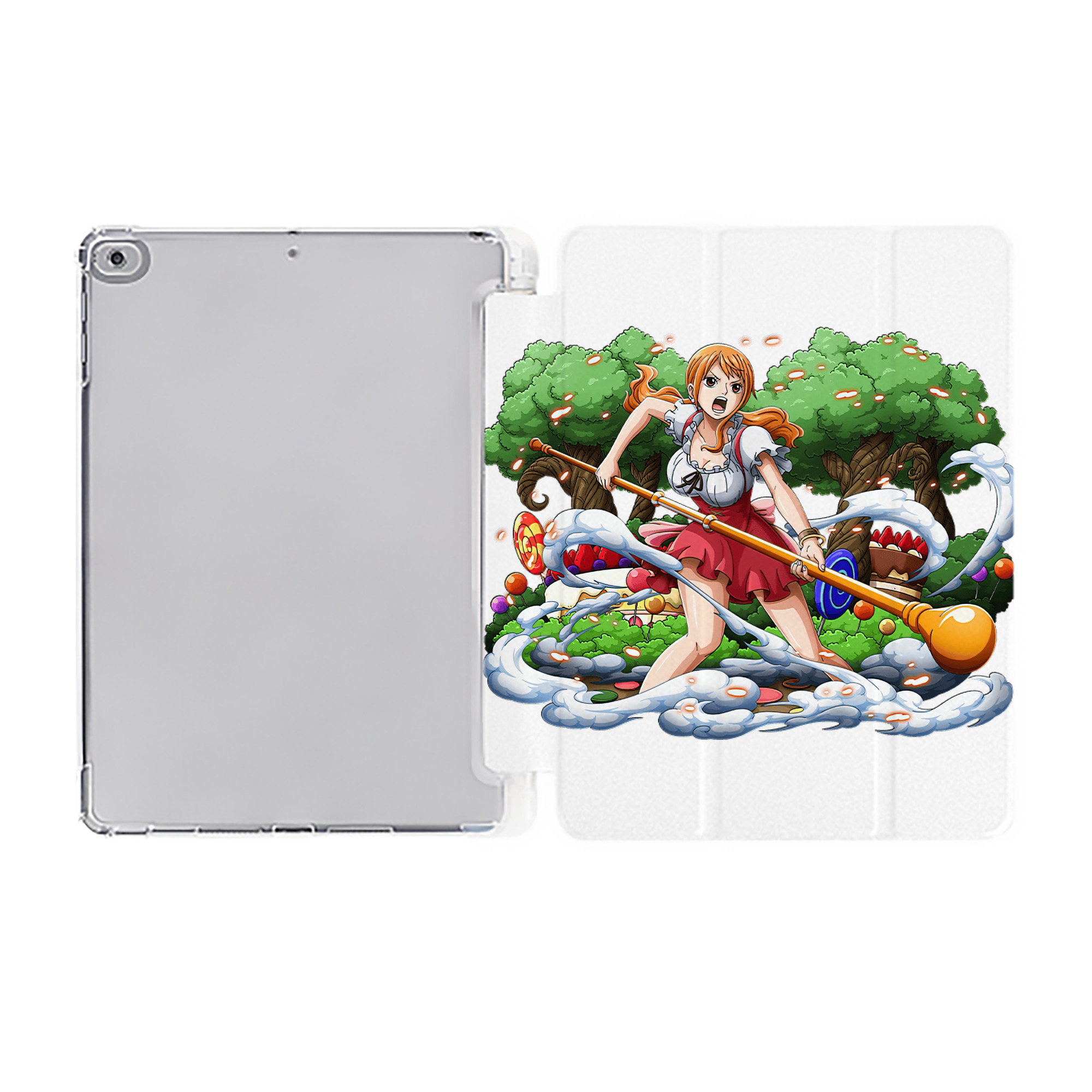 （画像用） ワンピース ナミ ONE PIECE Nami IPad ケース ペン収納付き 三つ折りスタンド PUレザー×シリコン 対応機種9.5/10.5/10.9インチ